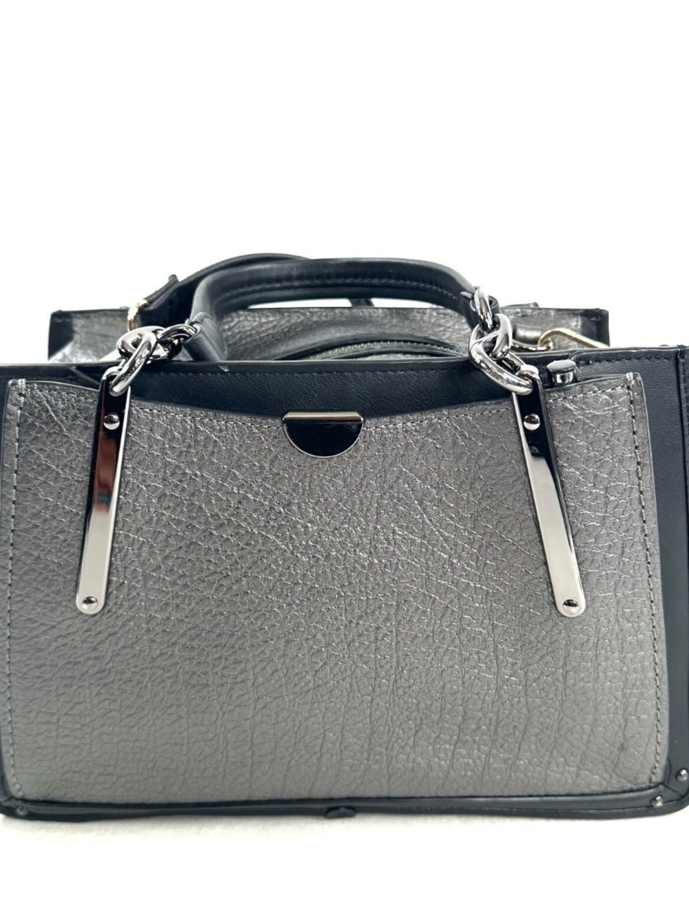 Coach Dreamer 38546 Silver Metallic Embossed Leather Tote Crossbody Bag - Picture 2 of 8